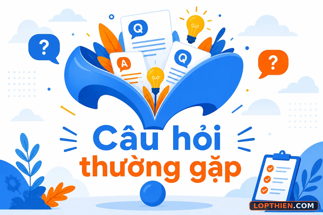 Hình minh họa câu hỏi thường gặp với các ký hiệu trả lời