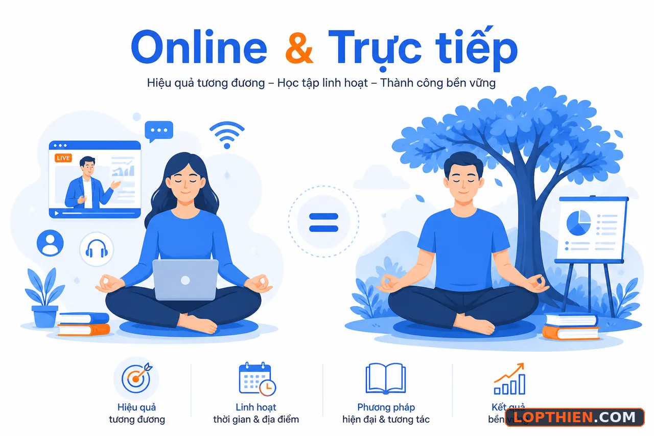 Học thiền online và trực tiếp có hiệu quả như nhau