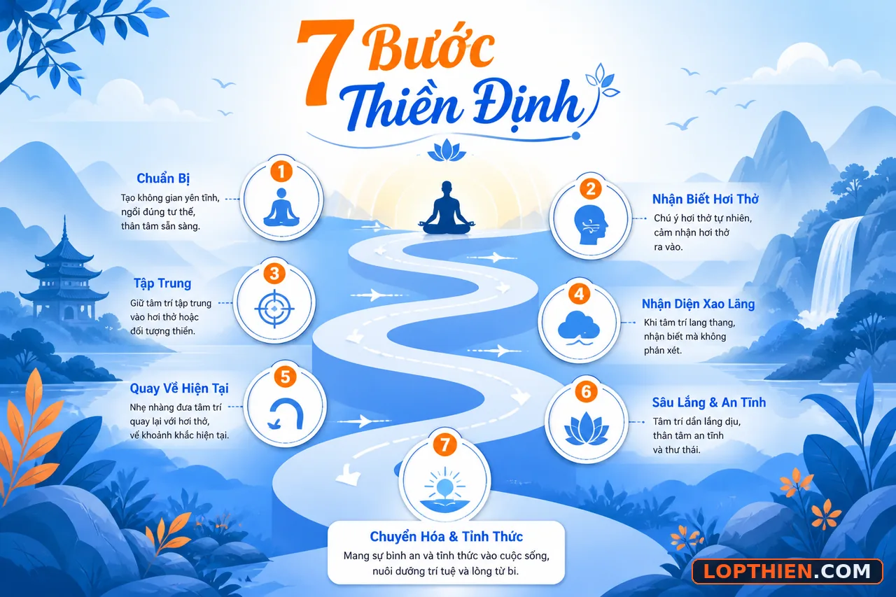 Hành trình 7 bước thiền định cho người mới bắt đầu thực hành