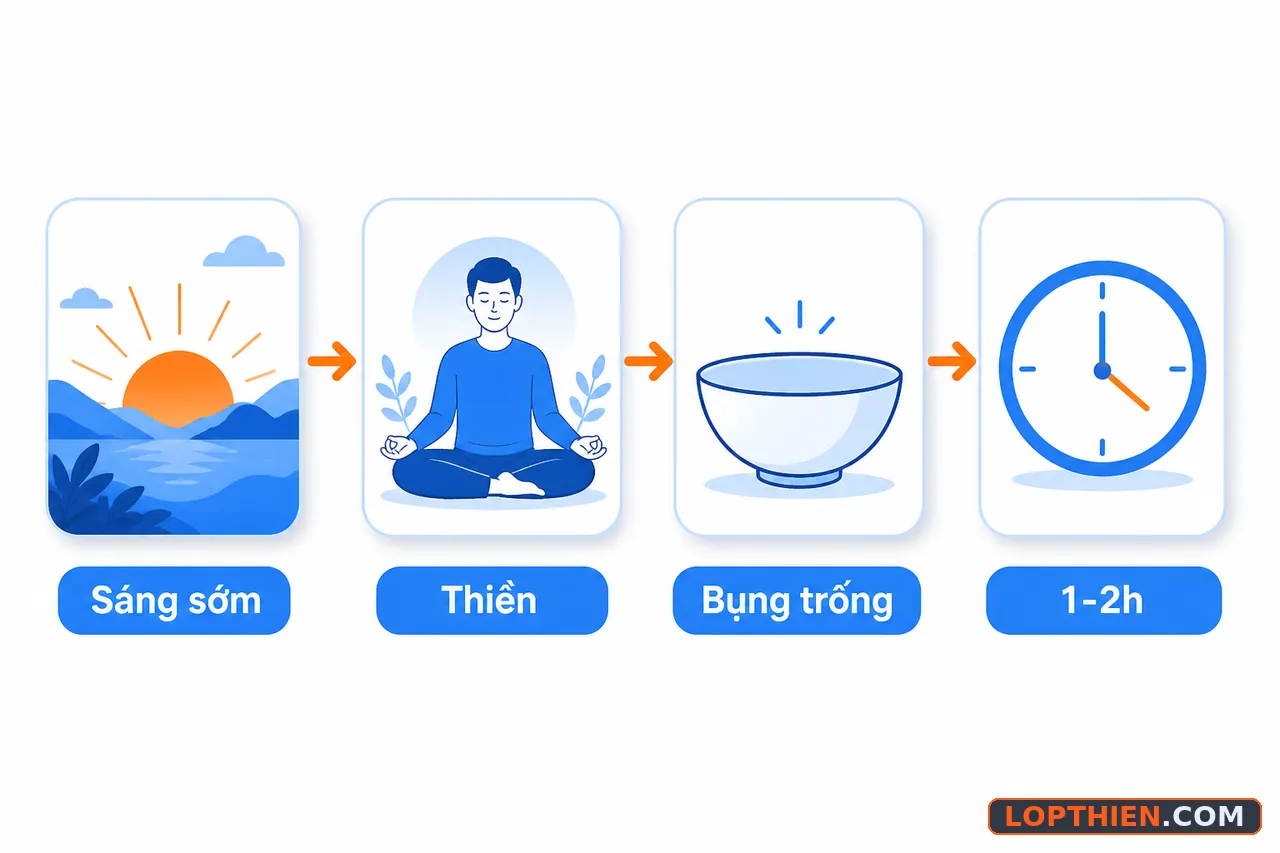 Thời điểm tối ưu để tập thiền—sáng sớm trên bụng trống.