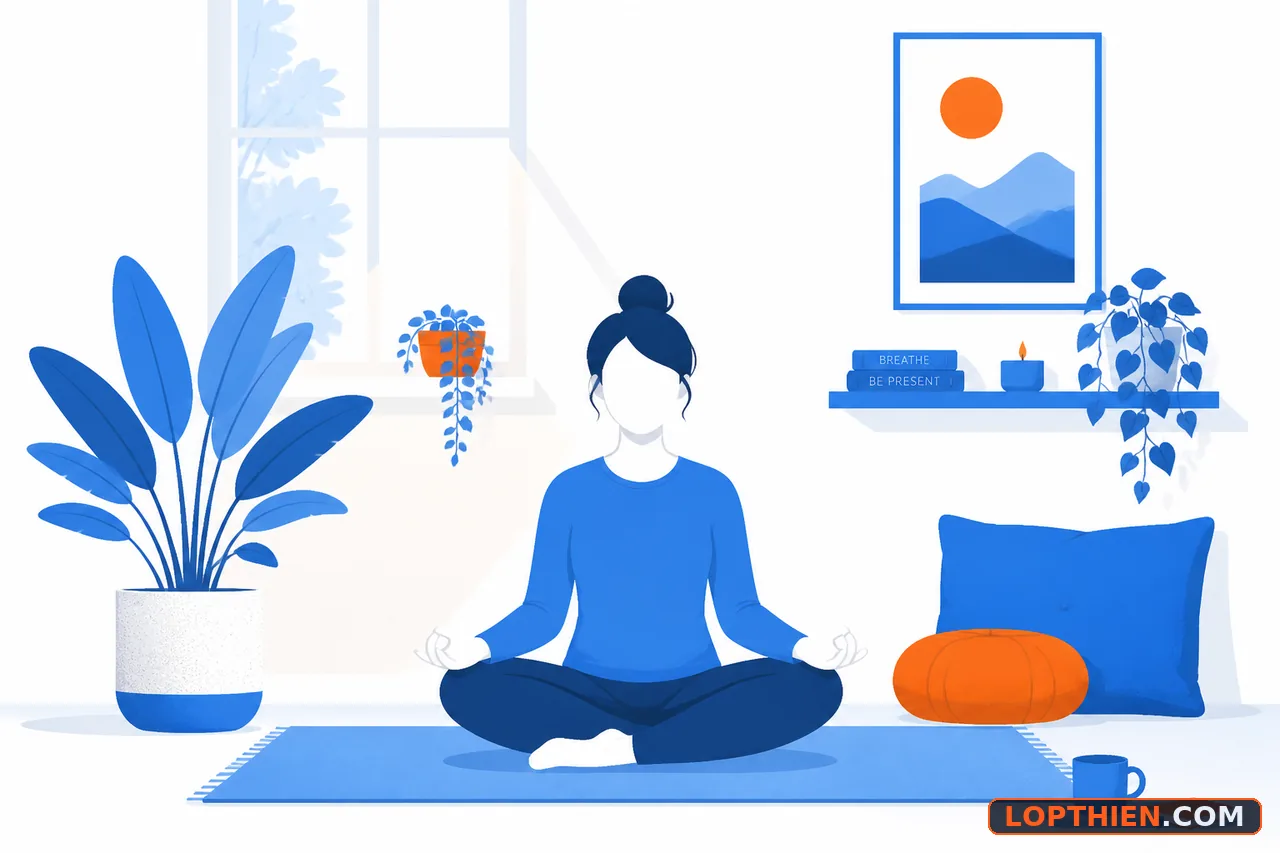 Không gian tập thiền tại nhà đơn giản và yên tĩnh