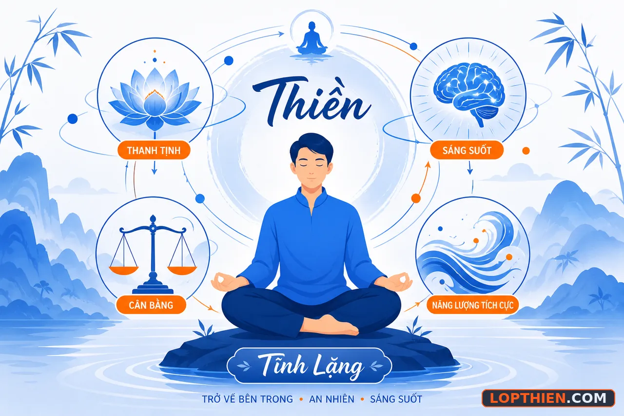 Thiền luyện tâm đạt sự tĩnh lặng, cân bằng nội tâm và sức khỏe