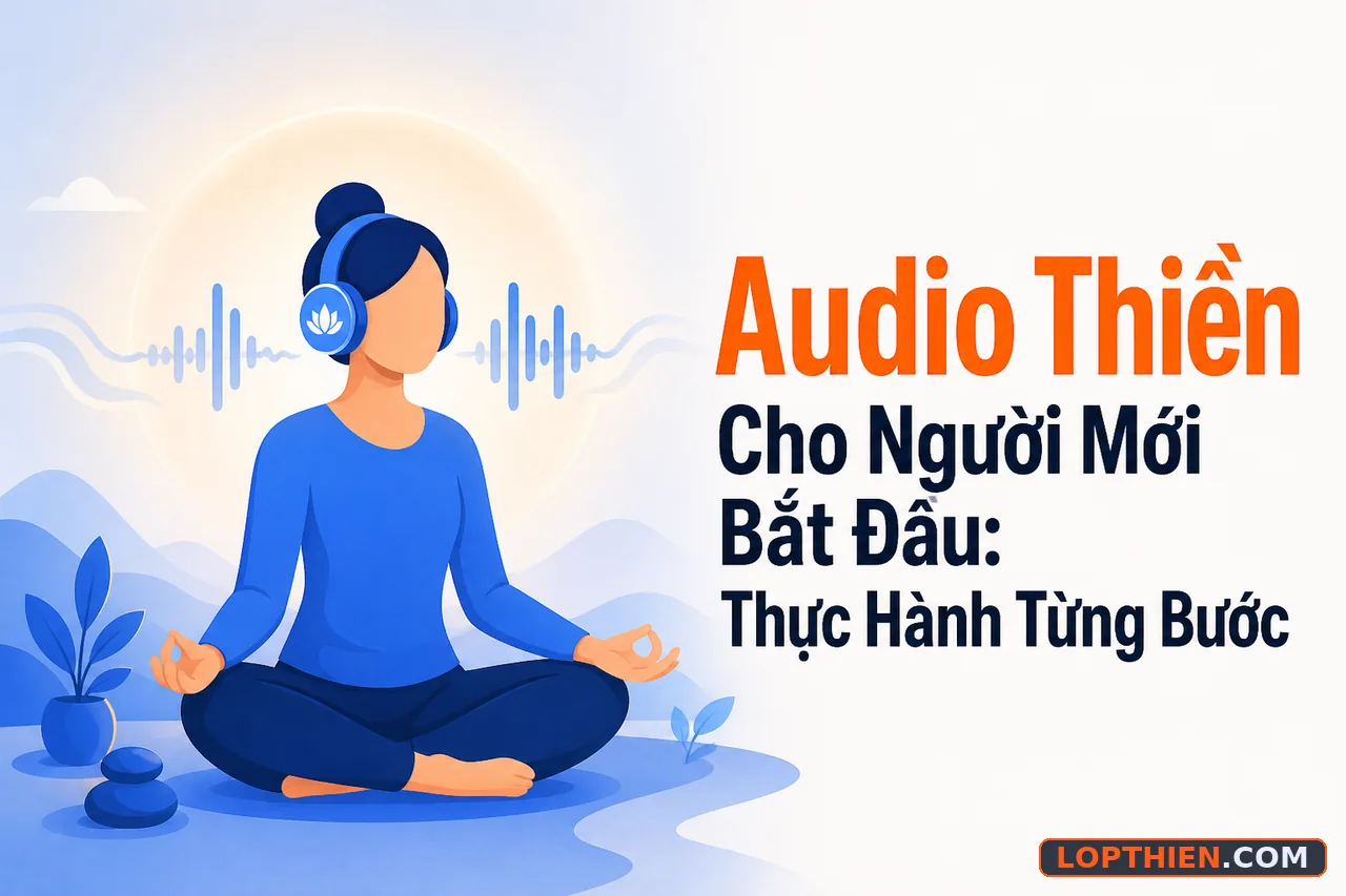 Audio thiền cho người mới bắt đầu với hướng dẫn qua tai nghe và âm thanh.