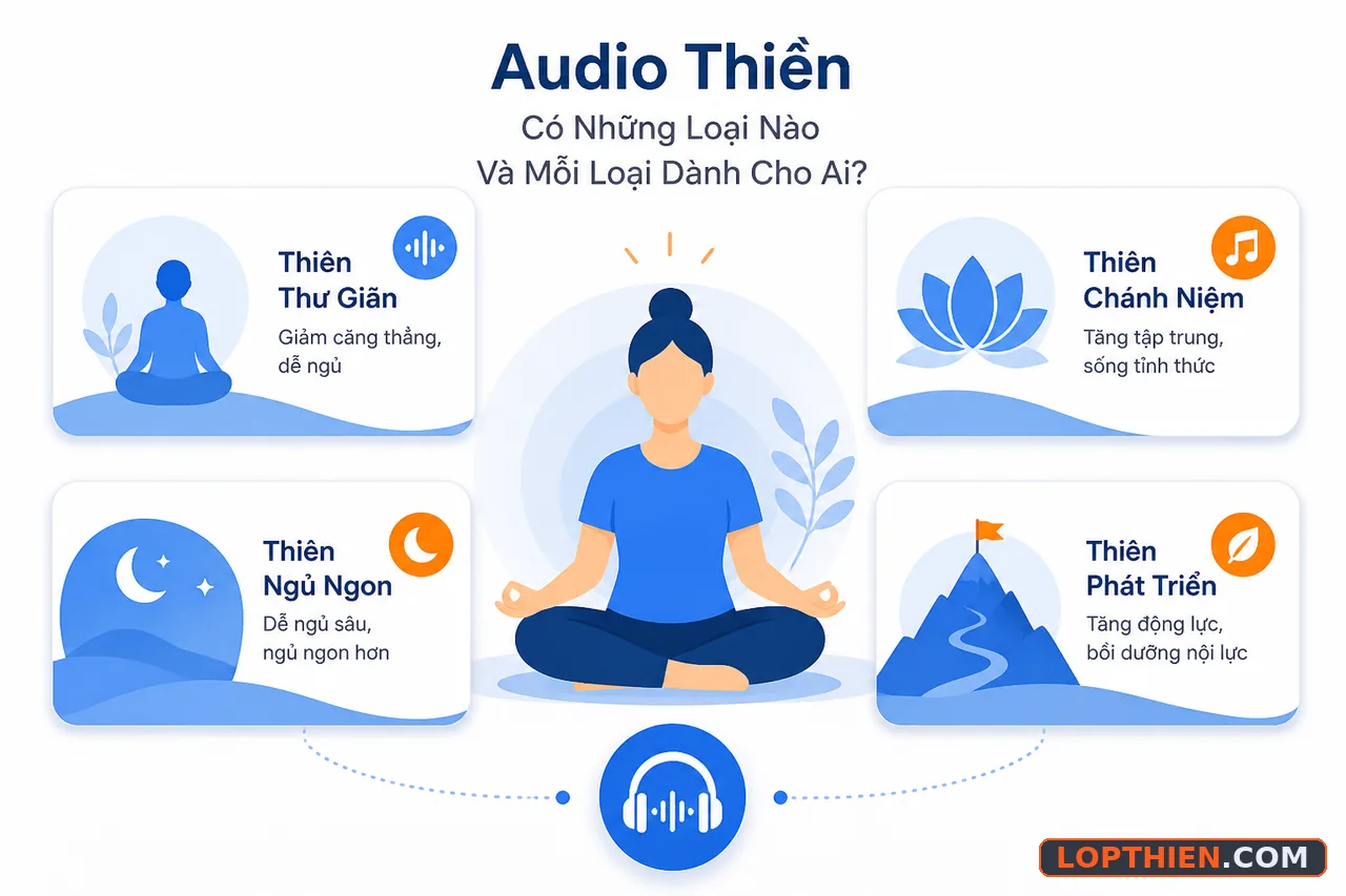 "Loại audio thiền" - Các dạng audio thiền khác nhau phù hợp người tập