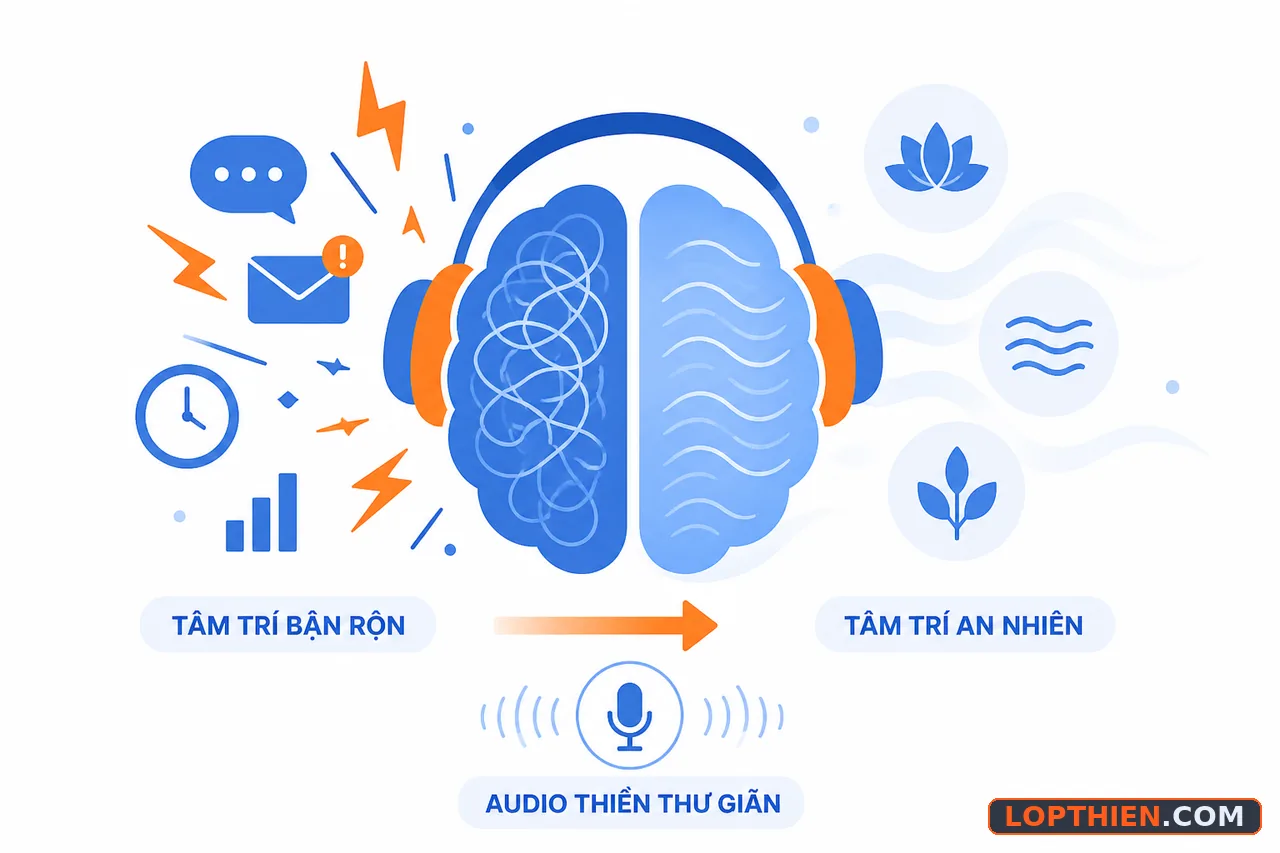 Thiền thư giãn hoạt động bằng cách chuyển não từ kích thích sang trạng thái nghỉ ngơi.