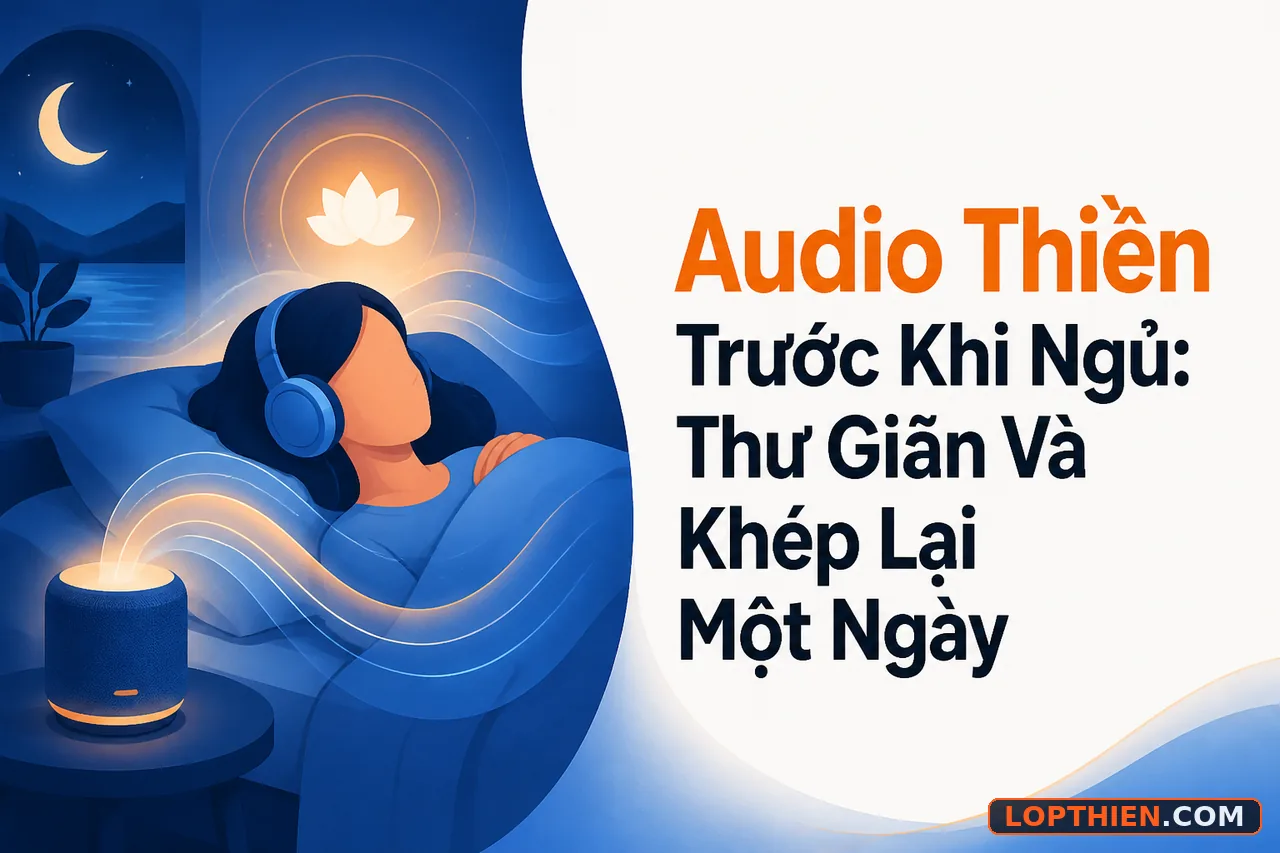 audio thiền trước khi ngủ giúp thư giãn và đi vào giấc ngủ sâu hơn mỗi tối.