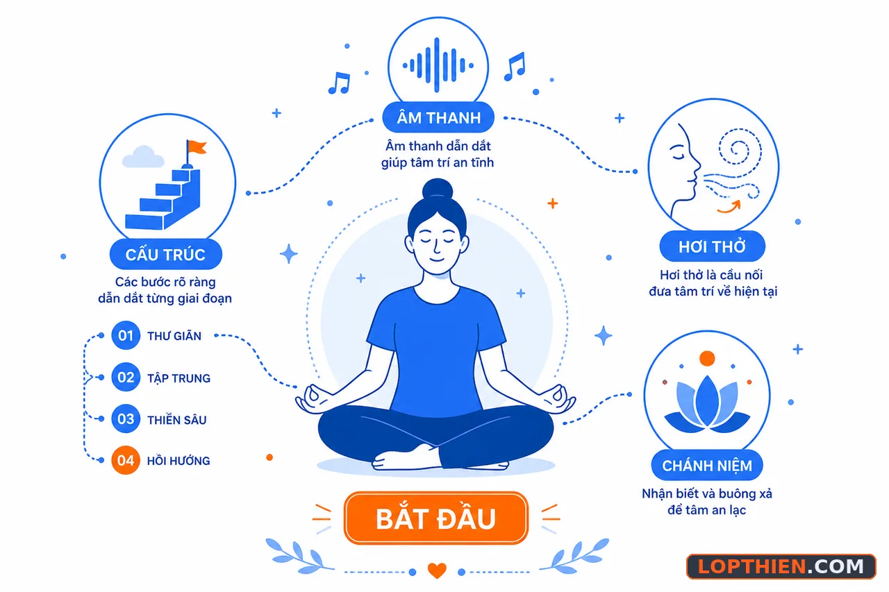 Bài thiền có cấu trúc với hướng dẫn cho người mới bắt đầu