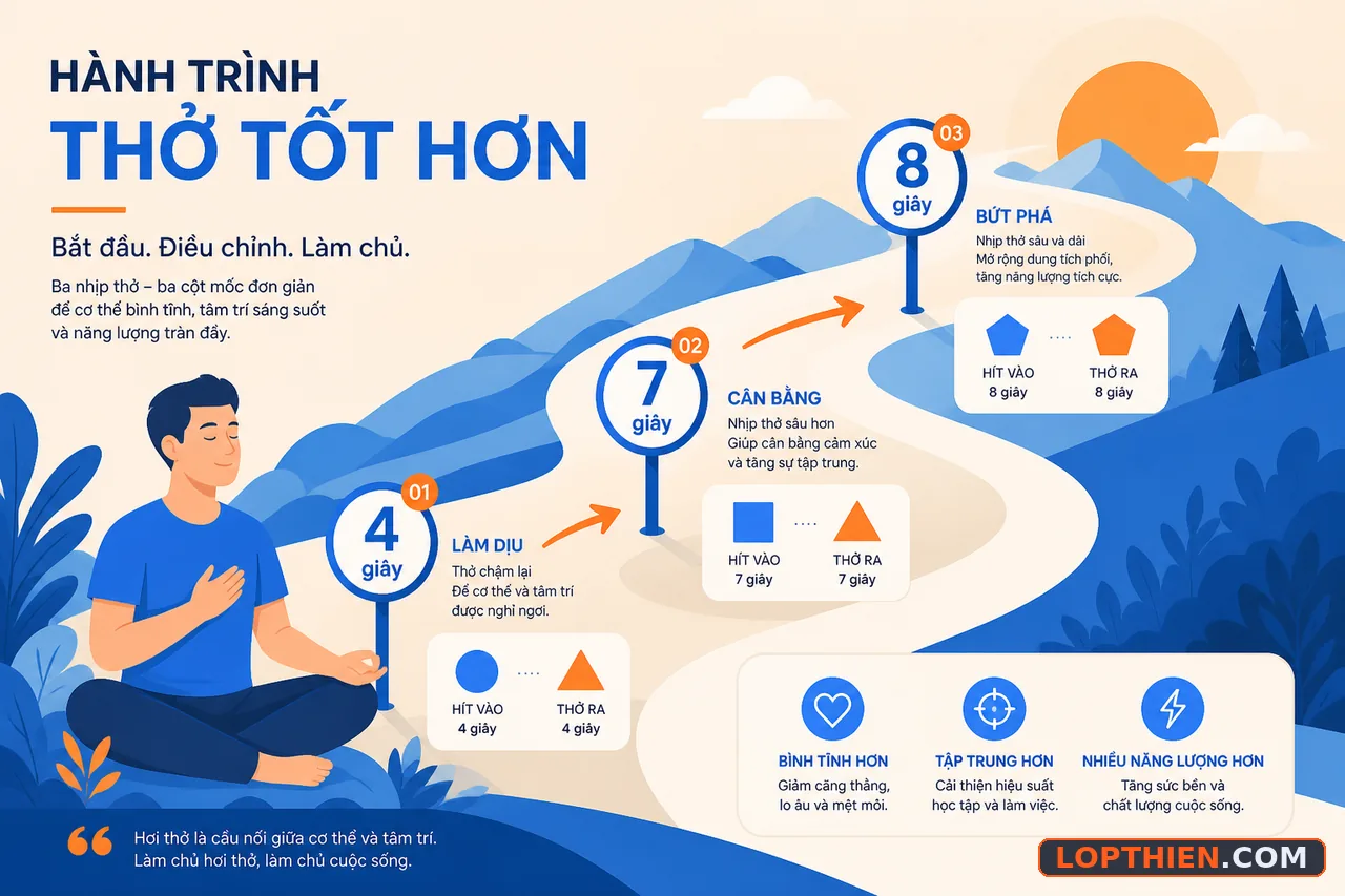 Phương pháp hơi thở 4-7-8 hỗ trợ thư giãn và cải thiện giấc ngủ
