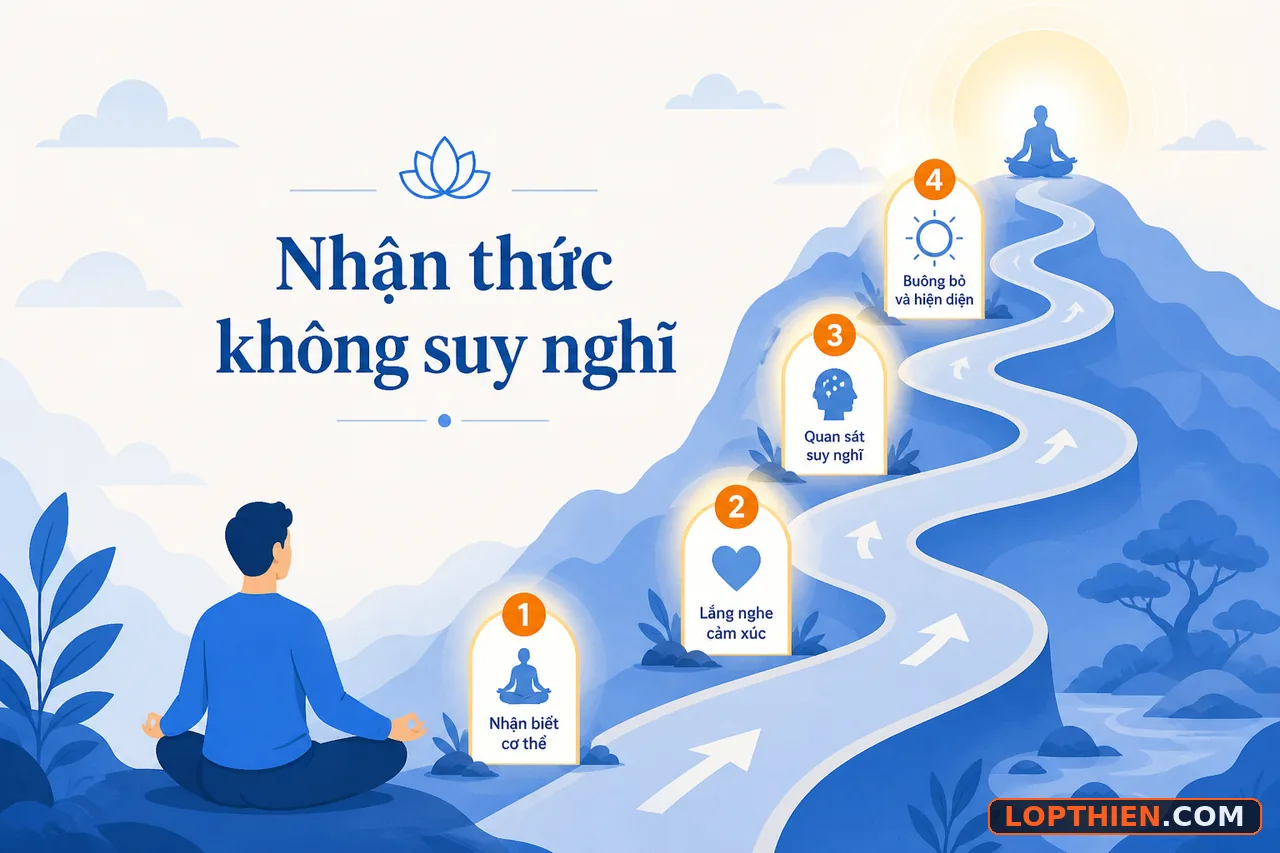 Con đường thiền định với các bước tiến tới trạng thái không tư duy