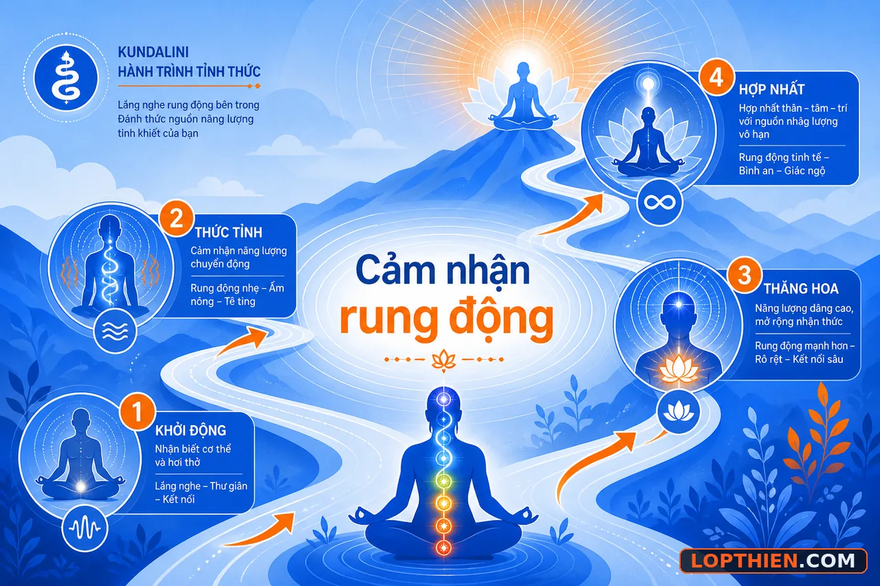 Cảm nhận rung động Kundalini từng bước và kết thúc buổi thiền có ý thức
