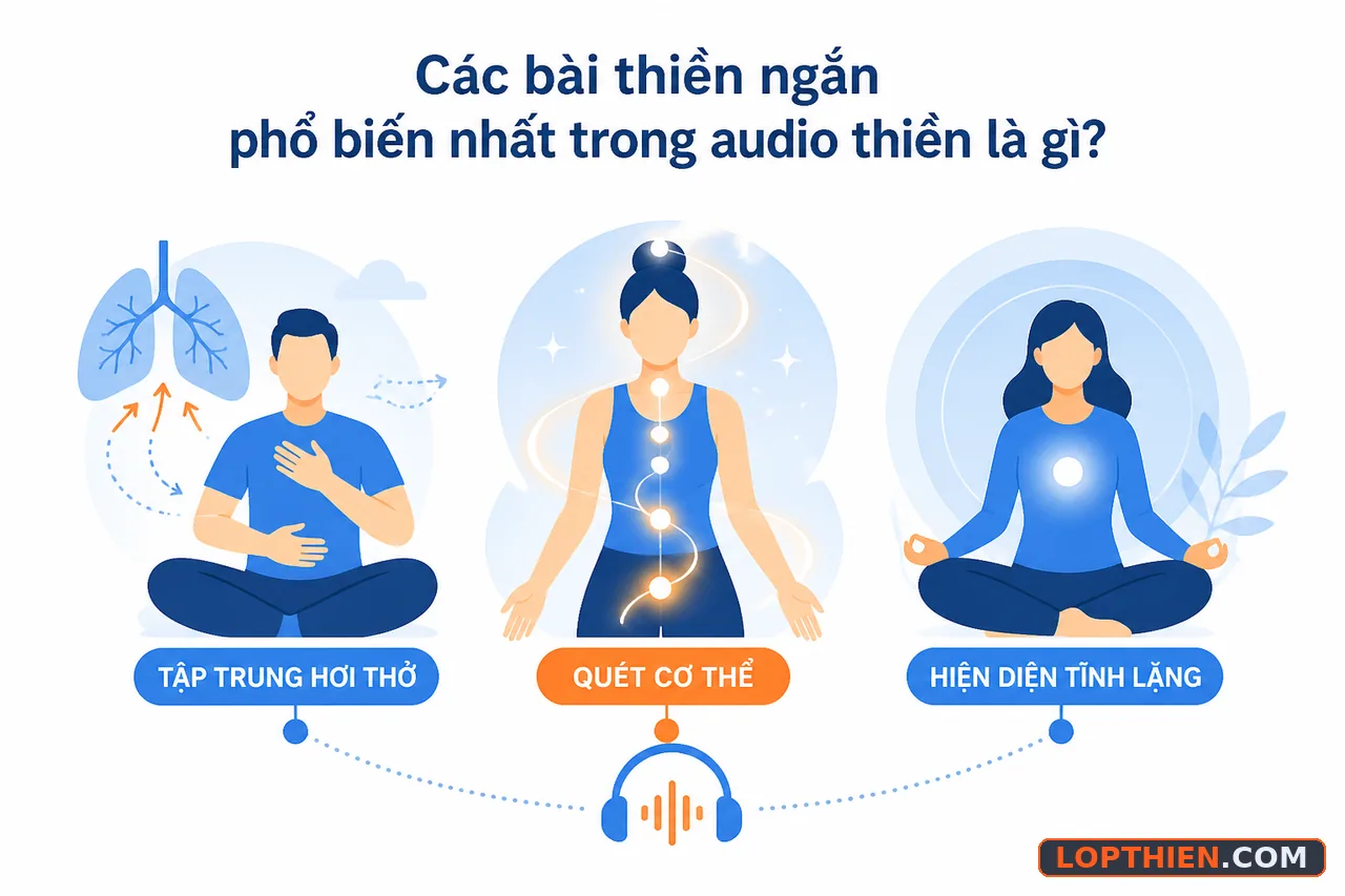 Ba loại thiền ngắn phổ biến: hơi thở, quét thân, chánh niệm