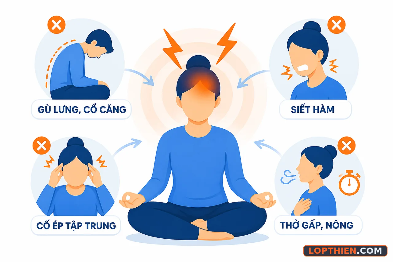 Những lỗi kỹ thuật thiền dẫn trực tiếp đến tình trạng đau đầu.