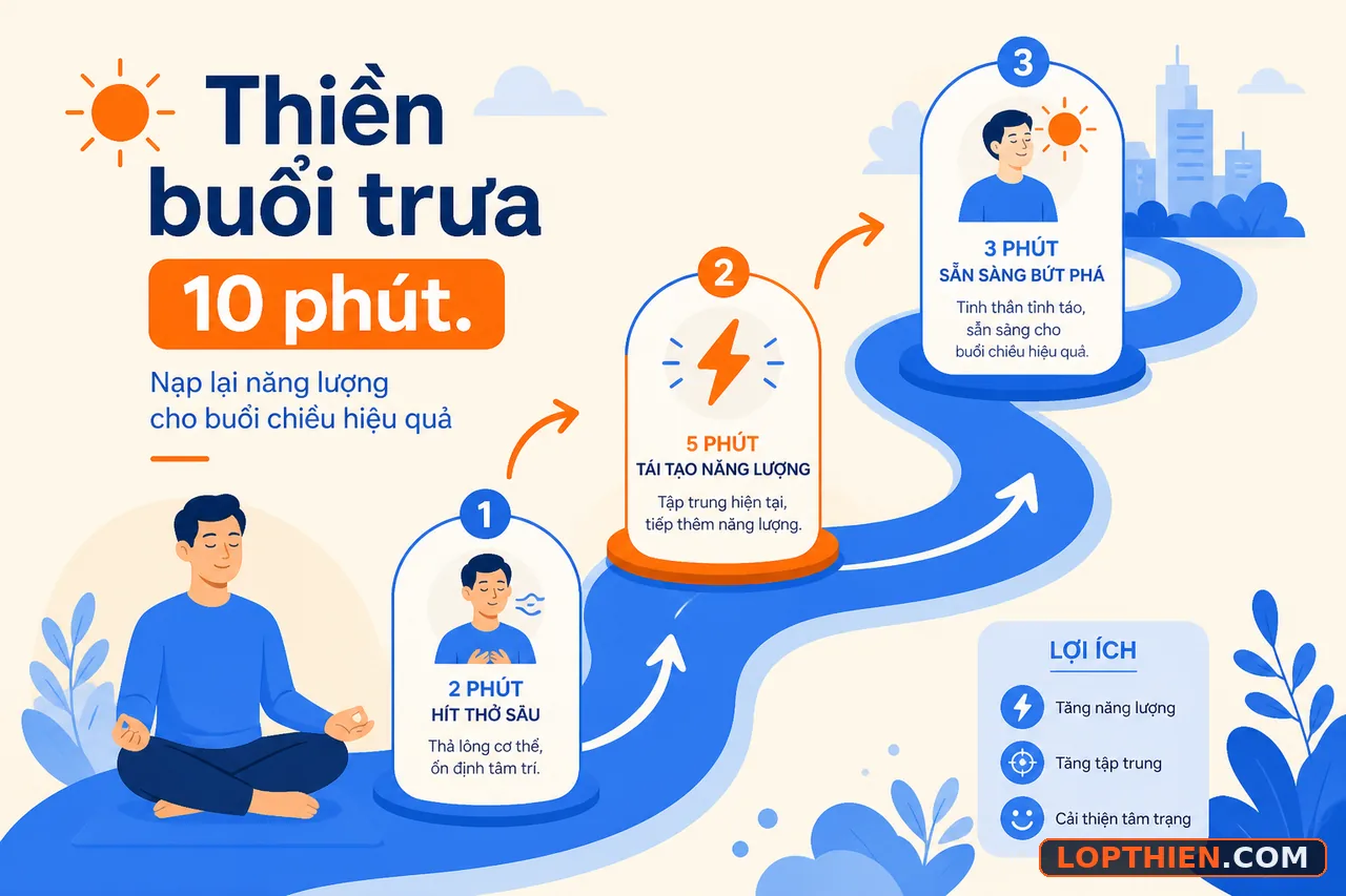 Con đường thiền buổi trưa 10 phút để phục hồi năng lượng