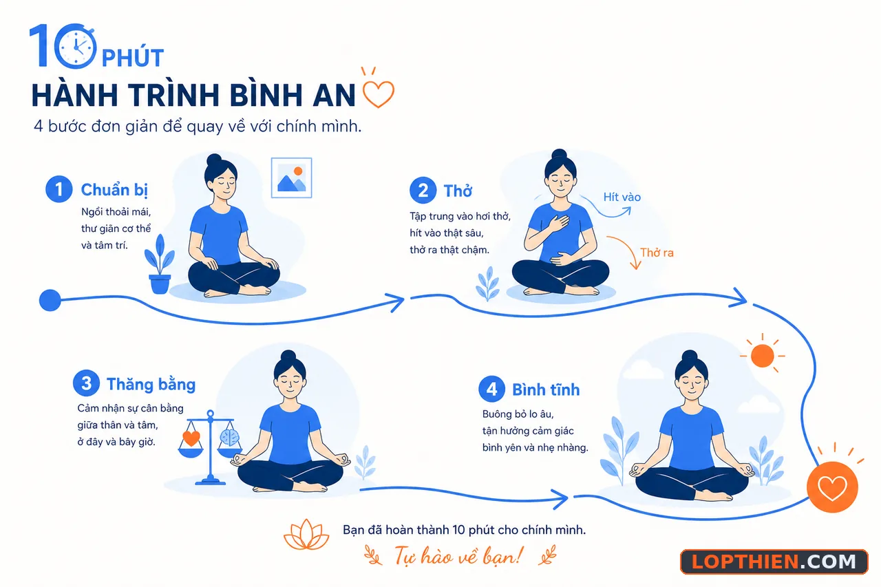Hành trình thực hành thiền 10 phút để giảm căng thẳng hiệu quả