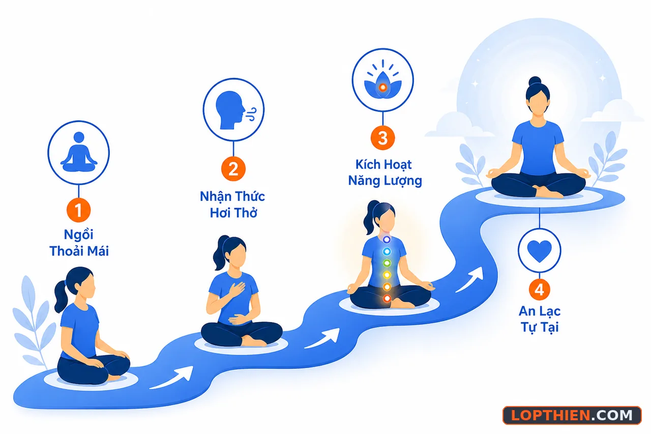 Các bước thực hành thiền tự nhận thức theo phương pháp Sahaja Yoga chi tiết.
