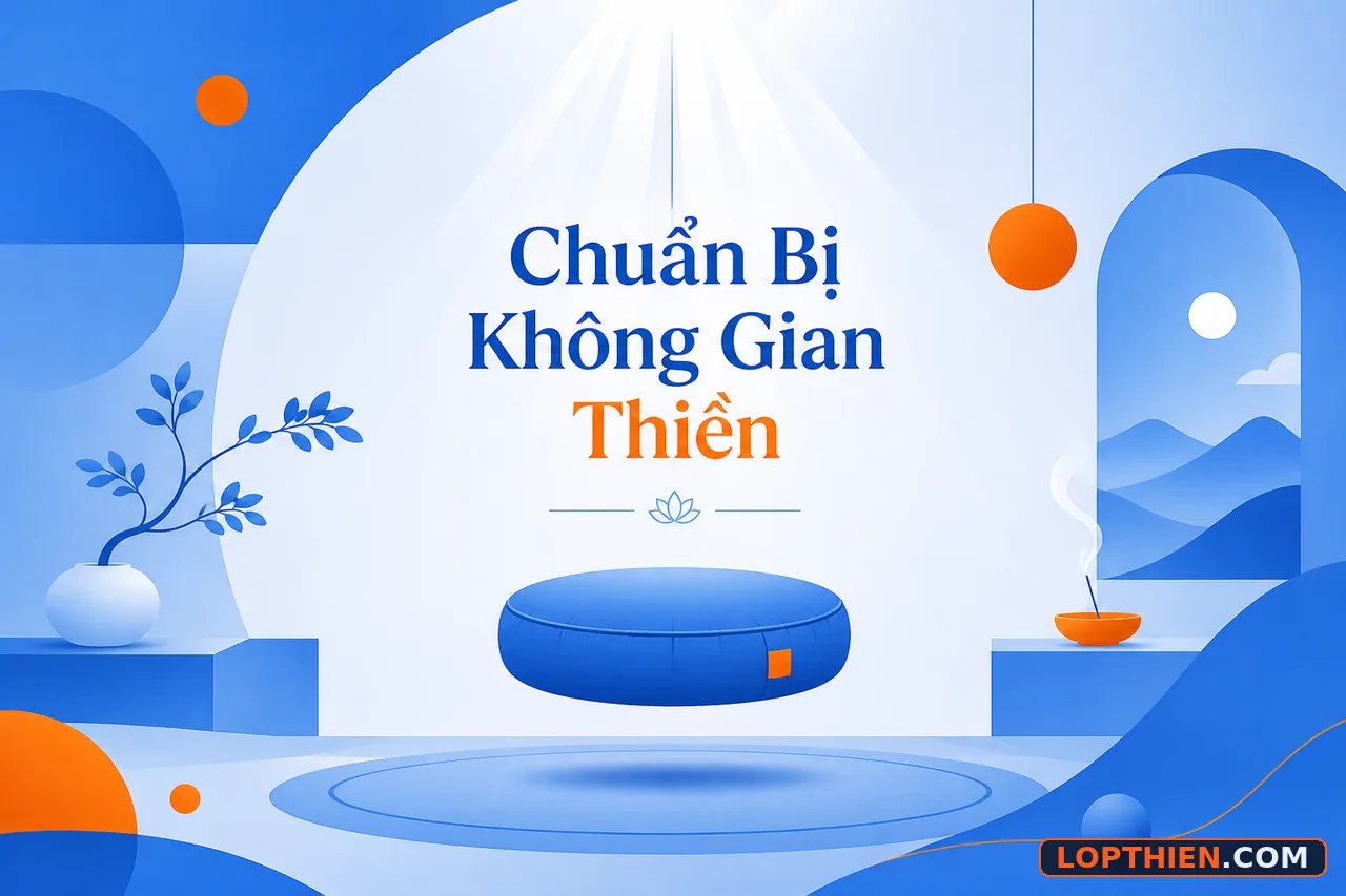 Không gian thiền yên bình được chuẩn bị chuyên nghiệp