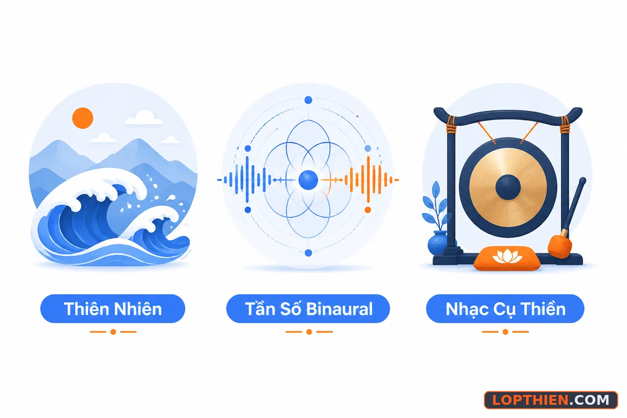 Ba loại âm thanh thư giãn: thiên nhiên, binaural, và nhạc cụ thiền