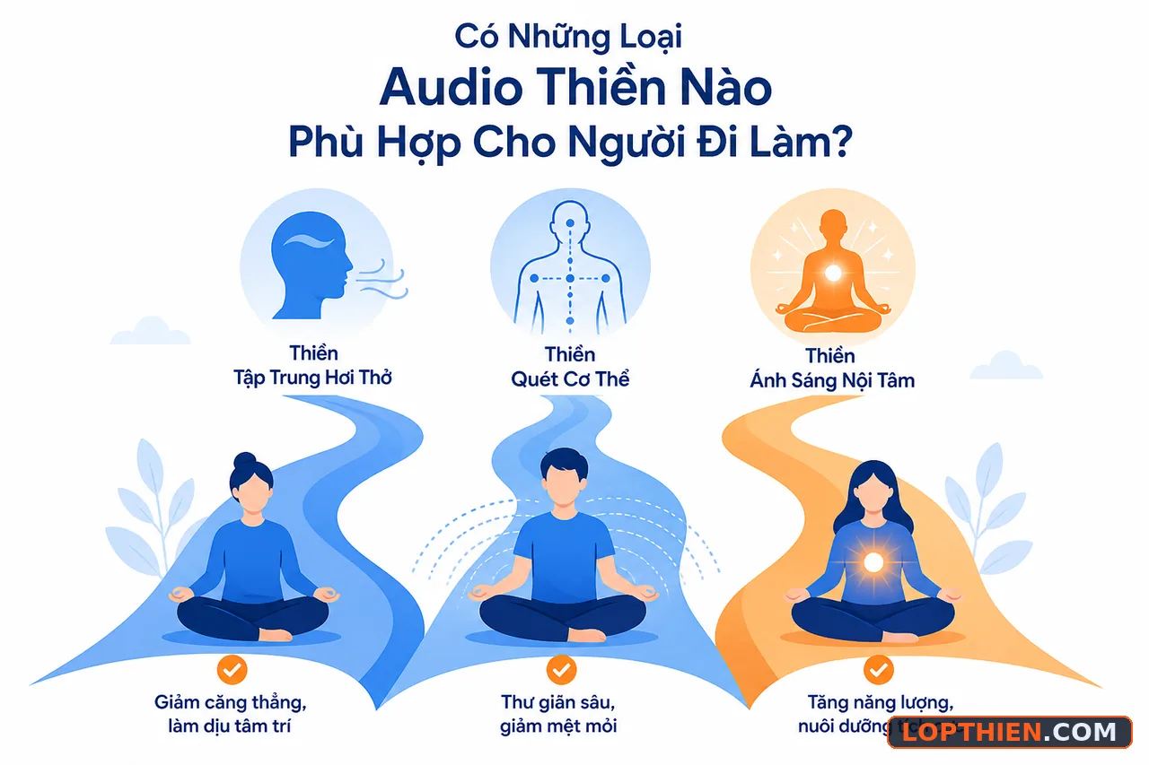 Ba loại audio thiền phổ biến phù hợp với người đi làm hiện nay.