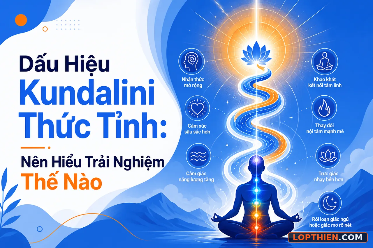 Dấu hiệu kundalini thức tỉnh được minh họa qua năng lượng tinh thần sáng sáng.