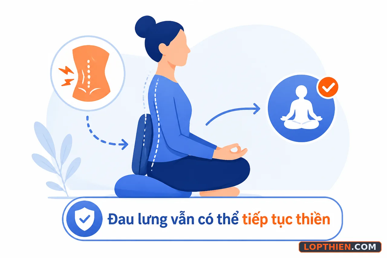 Tiếp tục thiền với điều chỉnh an toàn khi có đau lưng