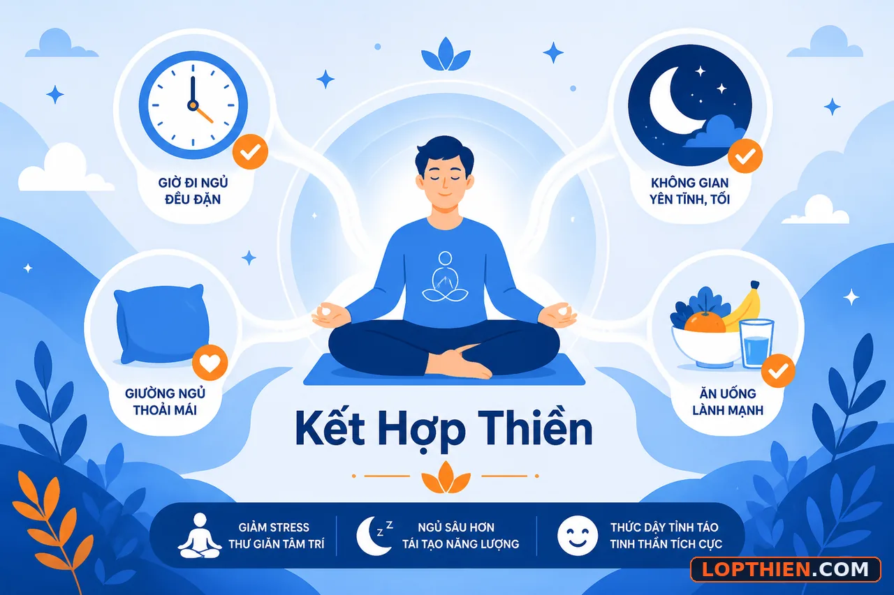 Thiền kết hợp để tối ưu hóa các thói quen ngủ lành mạnh