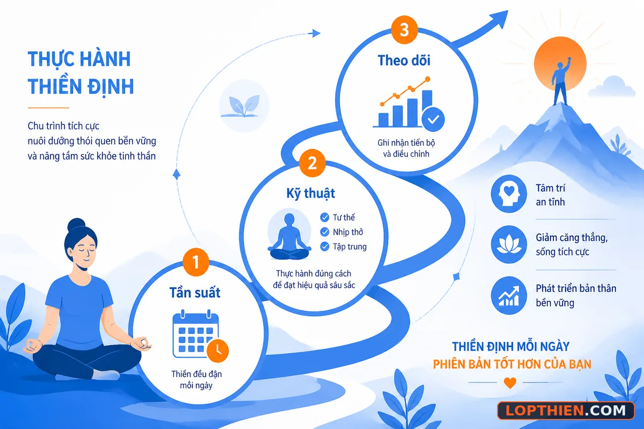 Thiền hiệu quả với ba yếu tố: tần suất, kỹ thuật, theo dõi