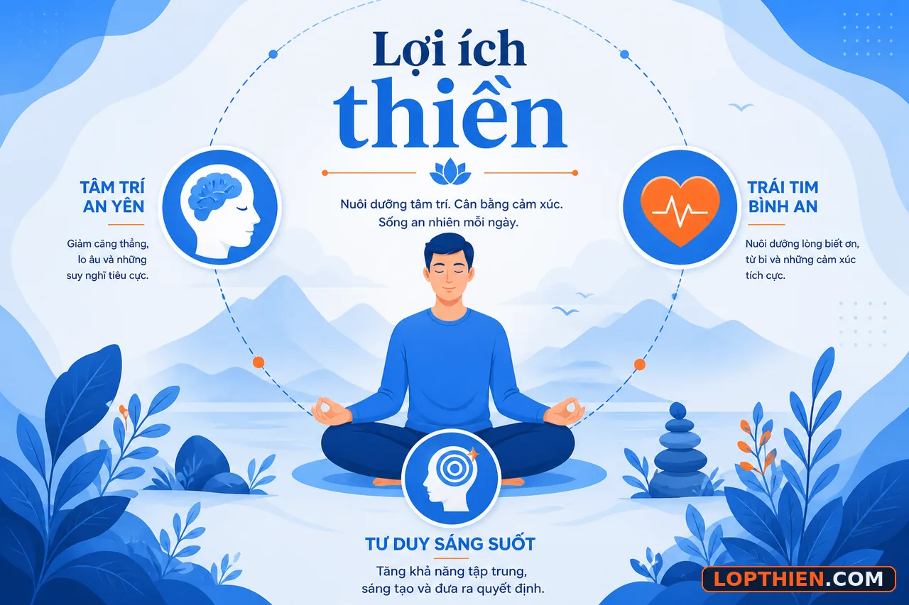 Minh họa lợi ích của thiền đối với sức khỏe tinh thần