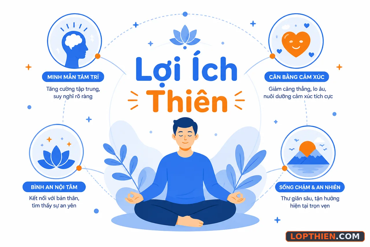 Lợi ích thiền cho tâm trí bình an, tập trung, và cân bằng cảm xúc