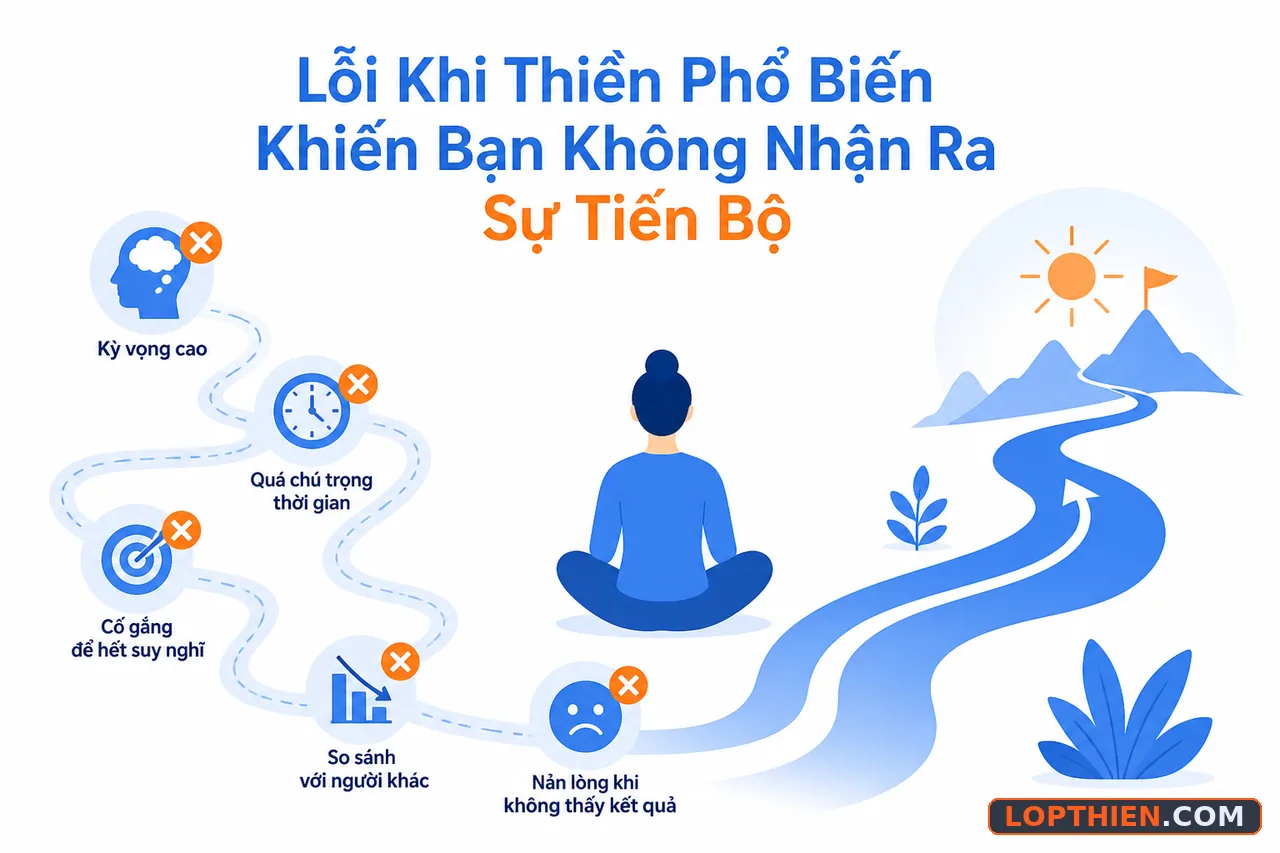 những lỗi phổ biến khi thiền khiến không nhận ra sự tiến bộ