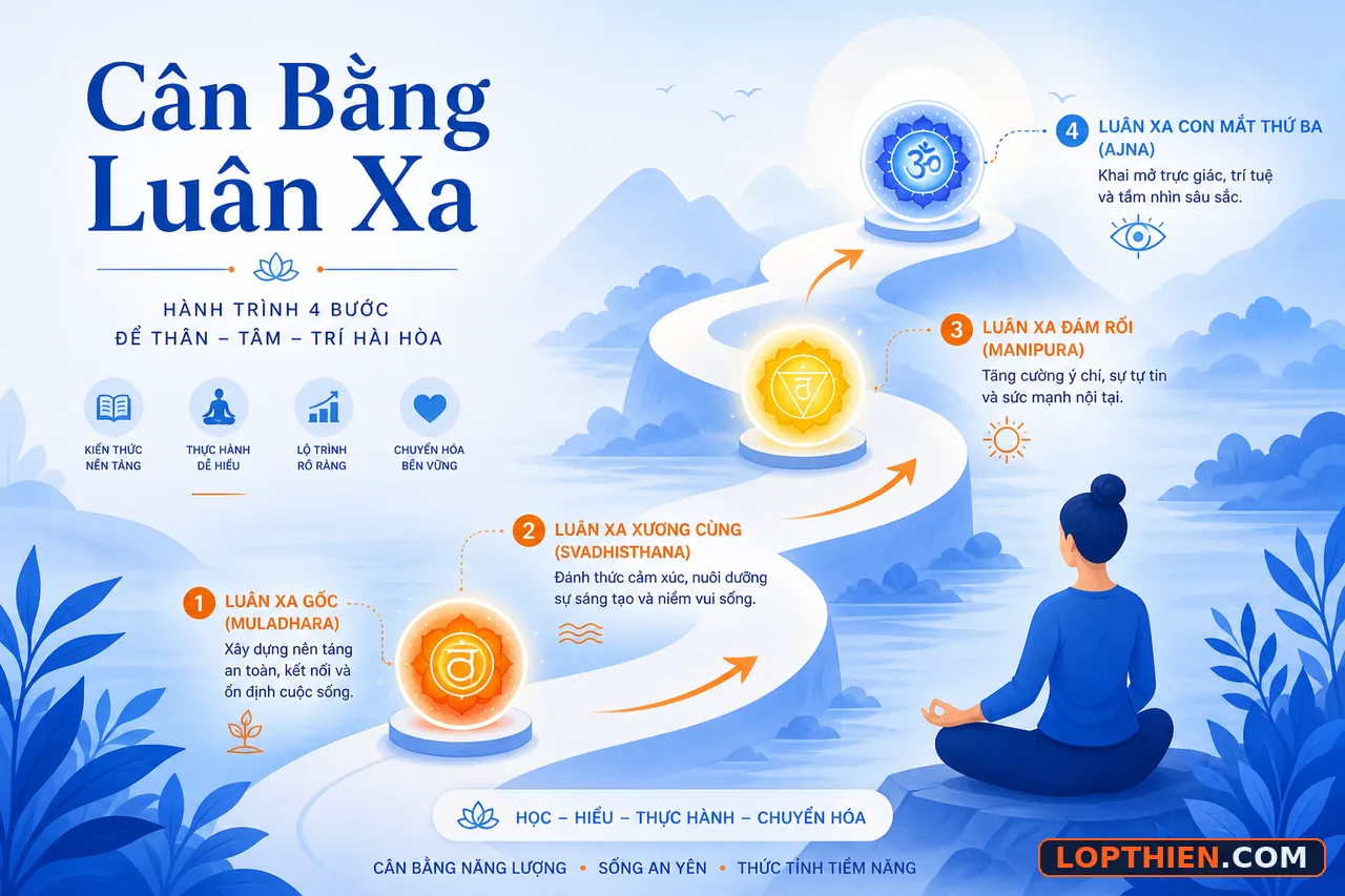 Đường dẫn học cân bằng luân xa qua lớp thiền online