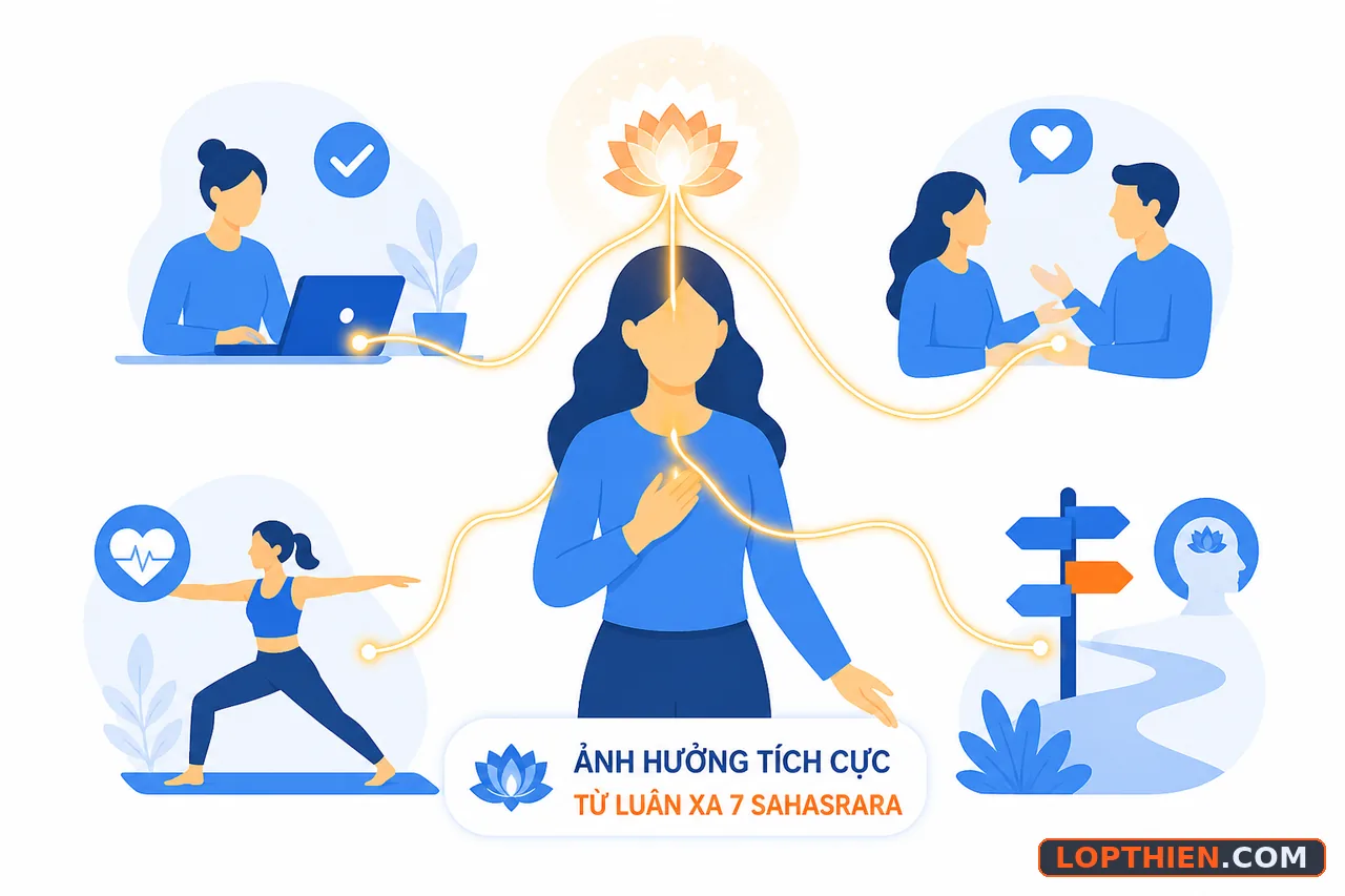 Sahasrara ảnh hưởng đến sức khỏe và cân bằng cuộc sống hàng ngày.