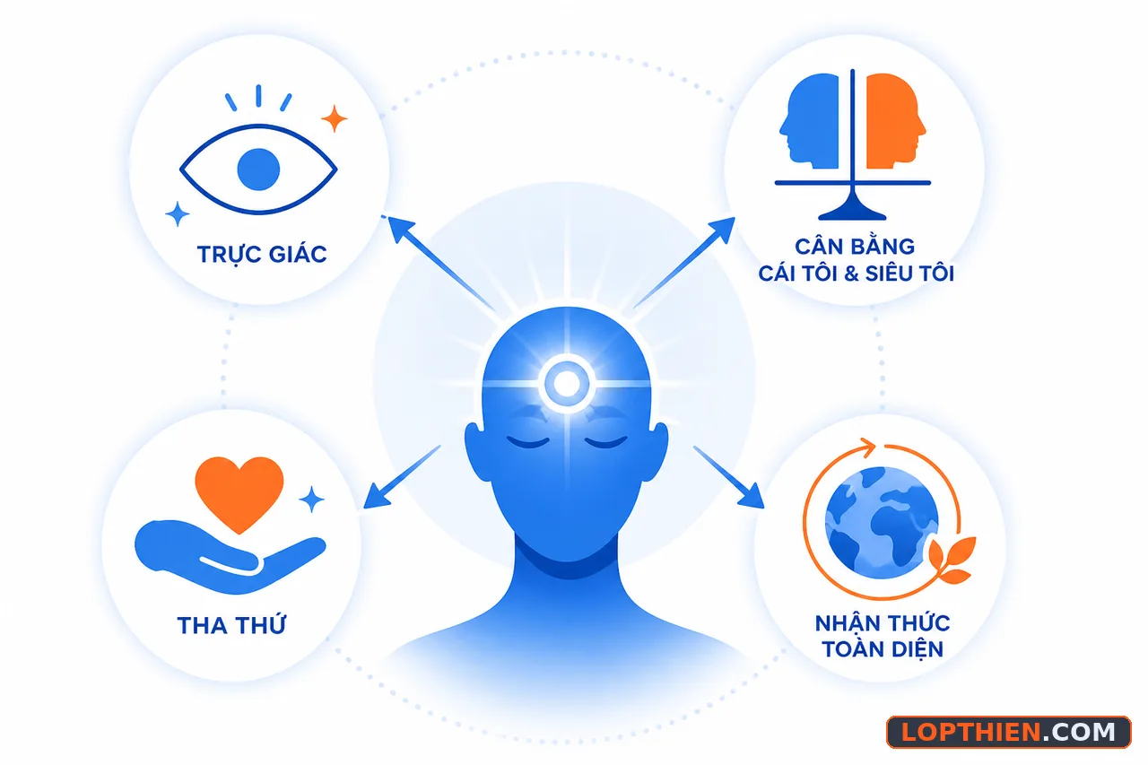 Luân xa trán kiểm soát trực giác, tự ngã, tha thứ, nhận thức