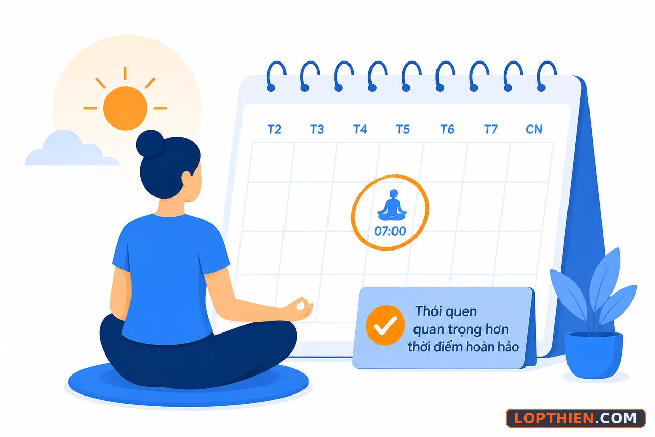 Người mới bắt đầu thiền nên ưu tiên tính nhất quán hơn là thời điểm hoàn hảo.
