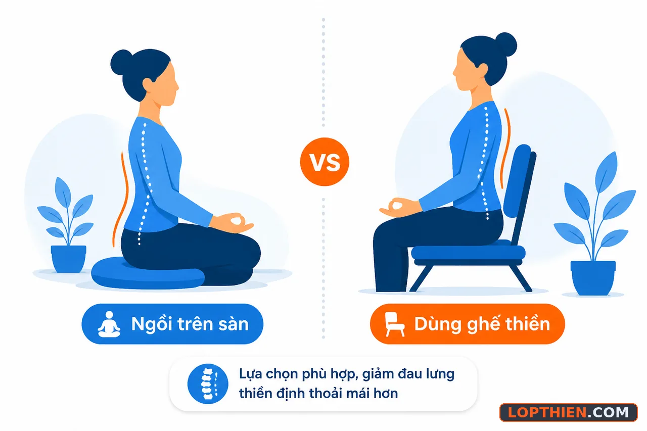 So sánh ngồi sàn và ngồi ghế cho người đau lưng