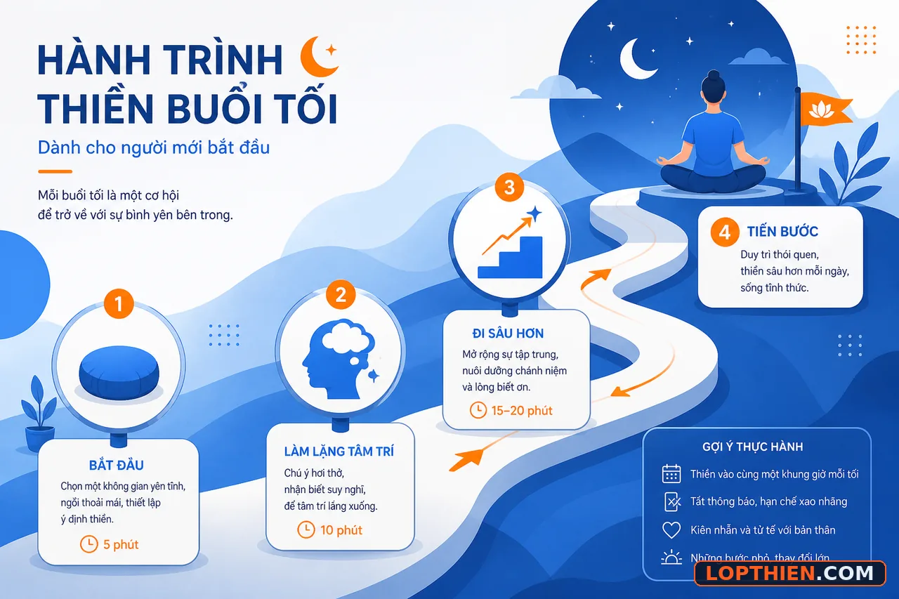 Học thiền buổi tối tự luyện tập không cần thầy hướng dẫn