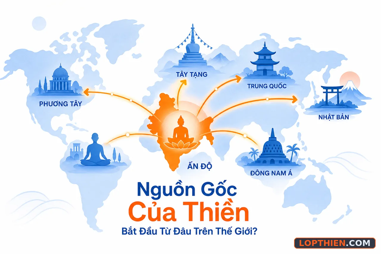 Thiền xuất hiện từ Ấn Độ cổ đại và lan rộng ra toàn cầu qua nhiều con đường