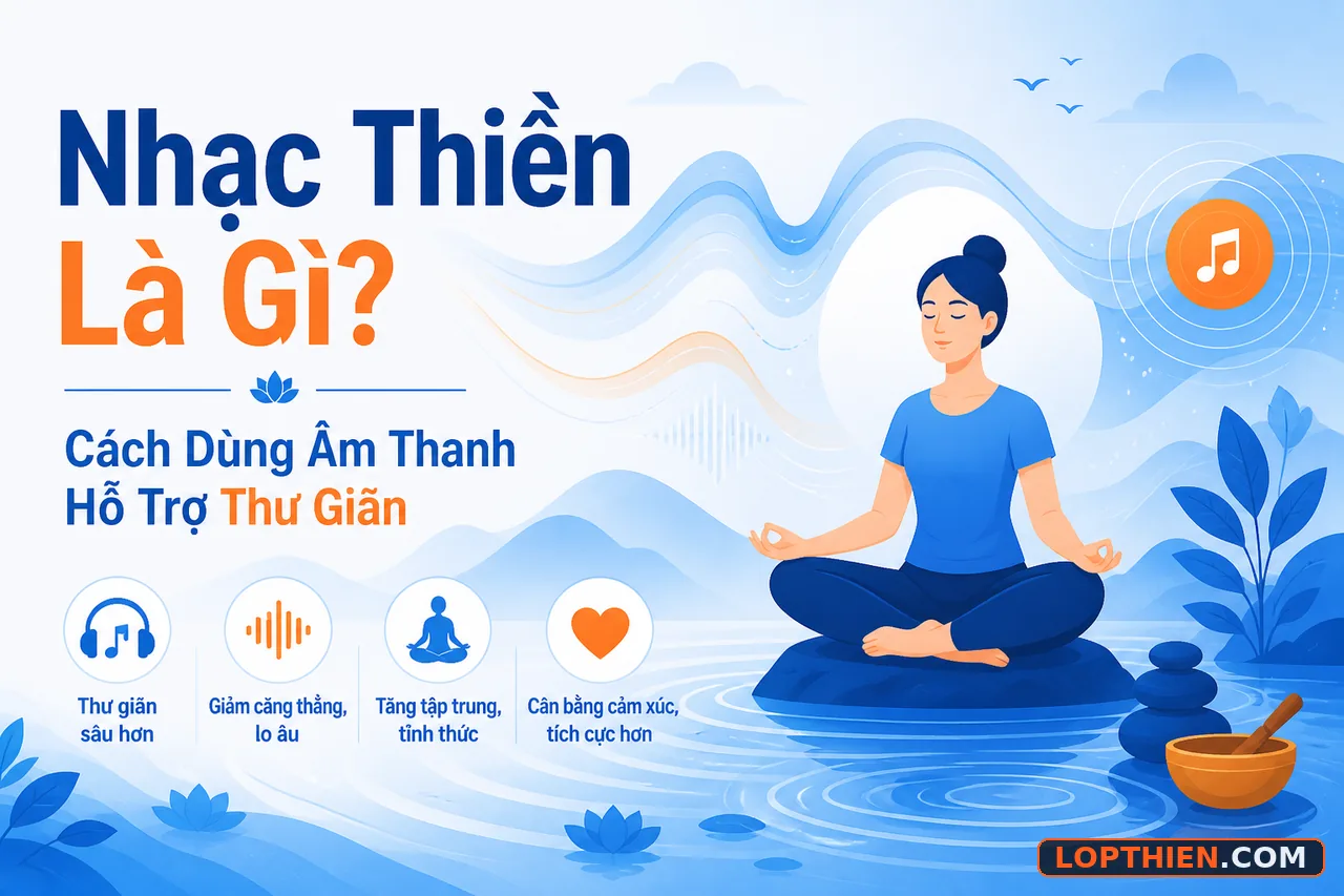 Nhạc thiền hỗ trợ thư giãn với hình ảnh sóng âm thanh