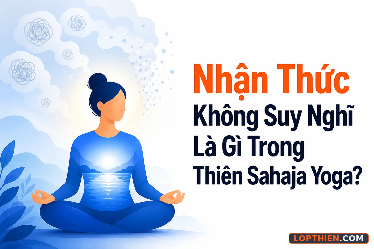 nhận thức không suy nghĩ trong thiền Sahaja Yoga, tâm trí yên tĩnh và ý thức sắc bén.