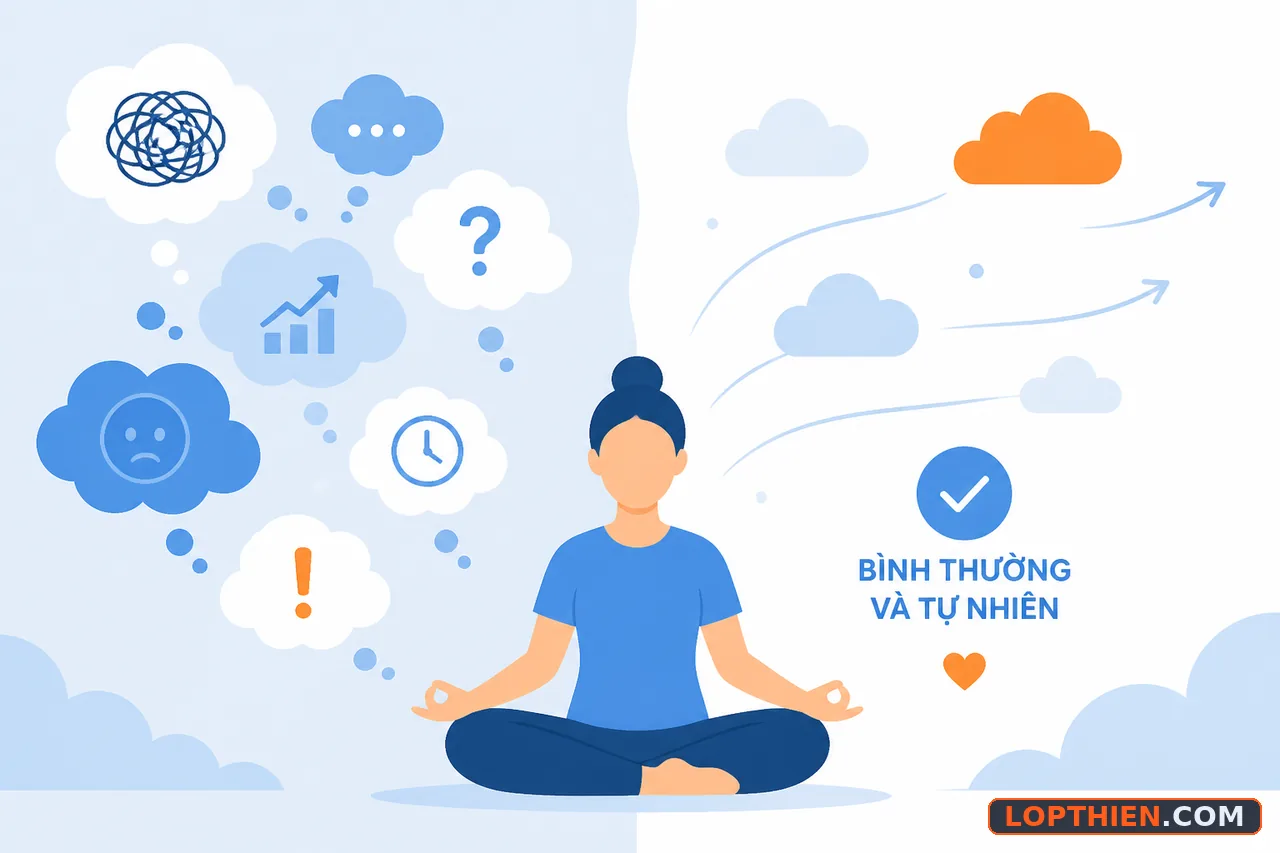 Suy nghĩ tự nhiên xuất hiện khi thiền là hiện tượng bình thường của tâm trí