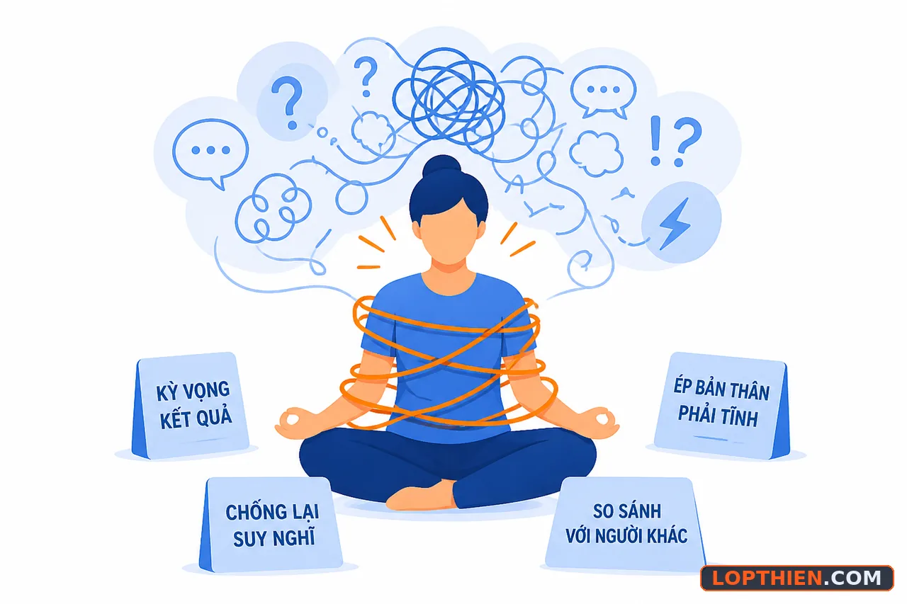 Những lỗi thiền phổ biến khiến suy nghĩ nhiều hơn trong luyện tập.