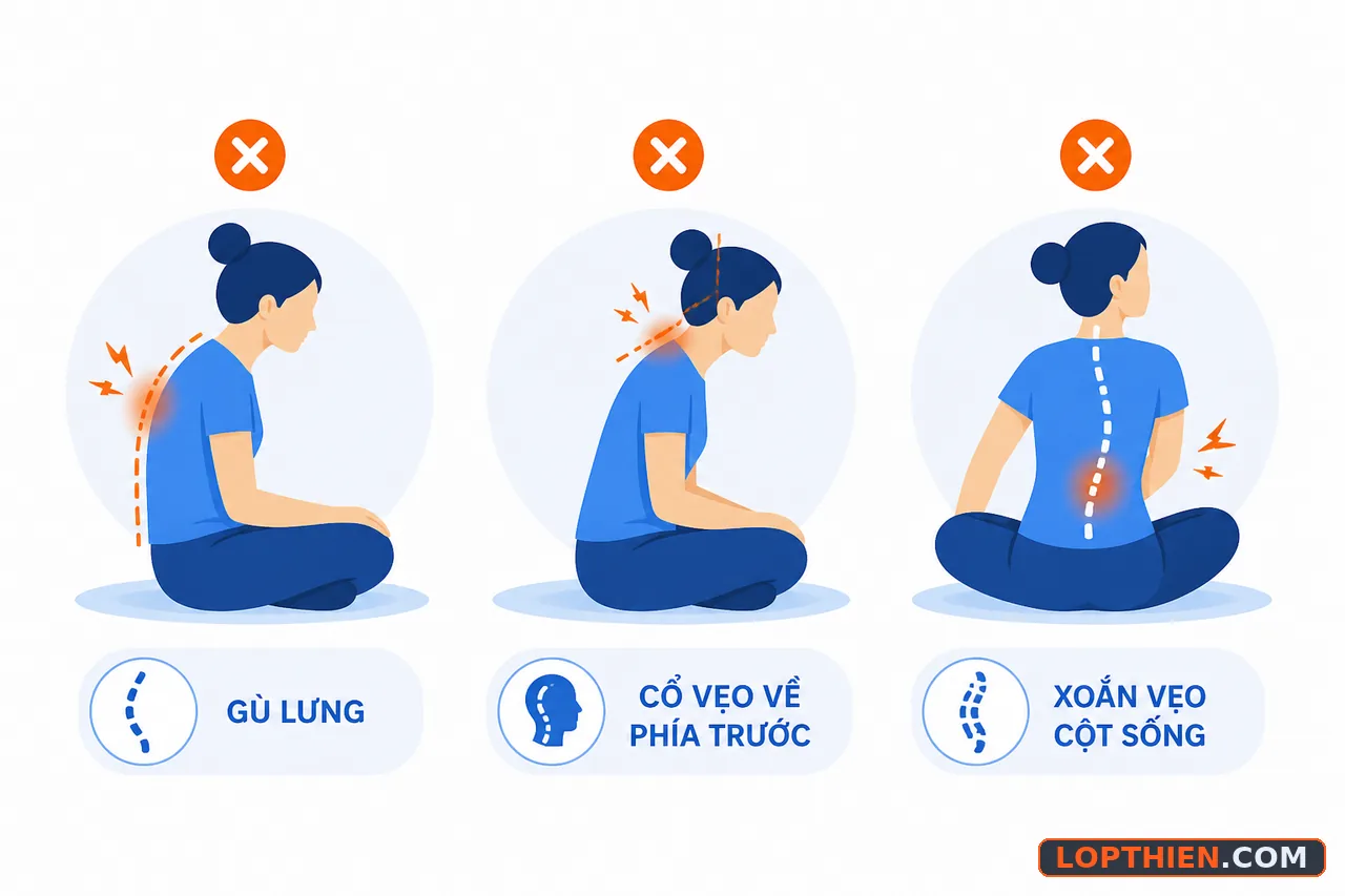 Những lỗi tư thế phổ biến khiến đau lưng khi thiền