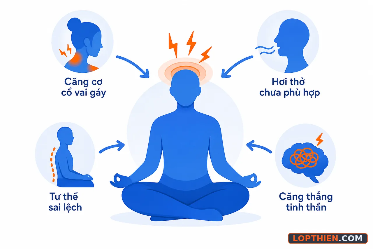 Nguyên nhân chính gây đau đầu khi thiền định thường gặp nhất.