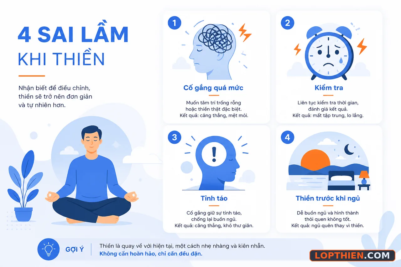 Bốn sai lầm phổ biến khi thiền để cải thiện giấc ngủ của bạn