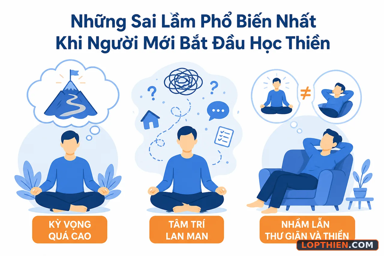 Sai lầm phổ biến của người mới bắt đầu học thiền cần tránh.