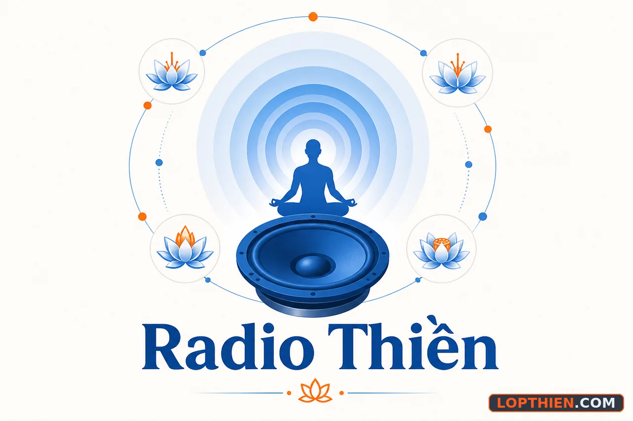 Biểu tượng radio thiền phát sóng nhạc thiền liên tục với sóng âm thanh