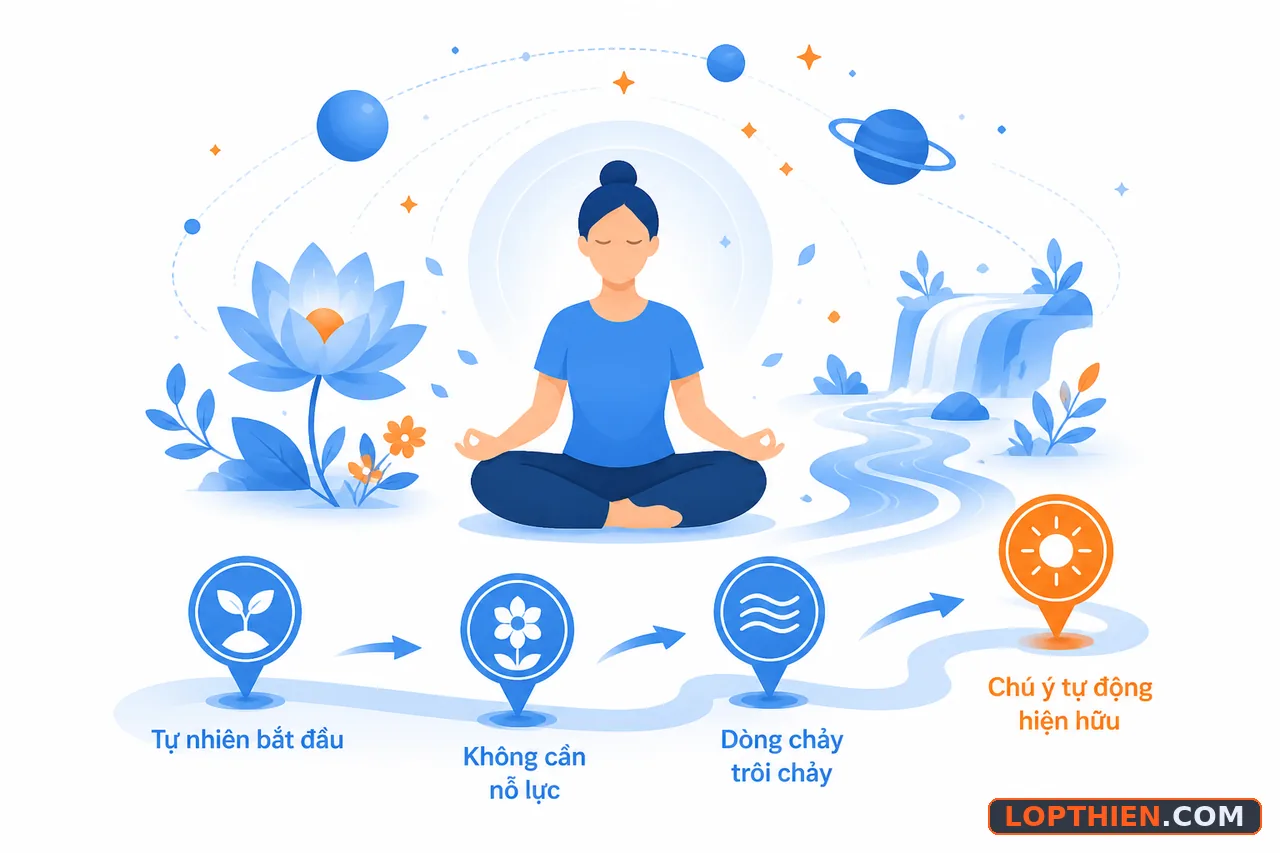 Thiền Sahaja Yoga đạt trạng thái không suy nghĩ tự nhiên mà không cần kỹ thuật gồng sức