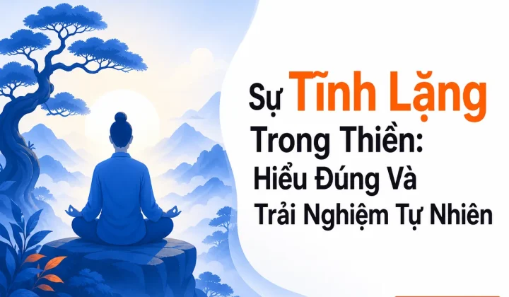 sự tĩnh lặng trong thiền được thể hiện qua người thiền yên bình giữa thiên nhiên.
