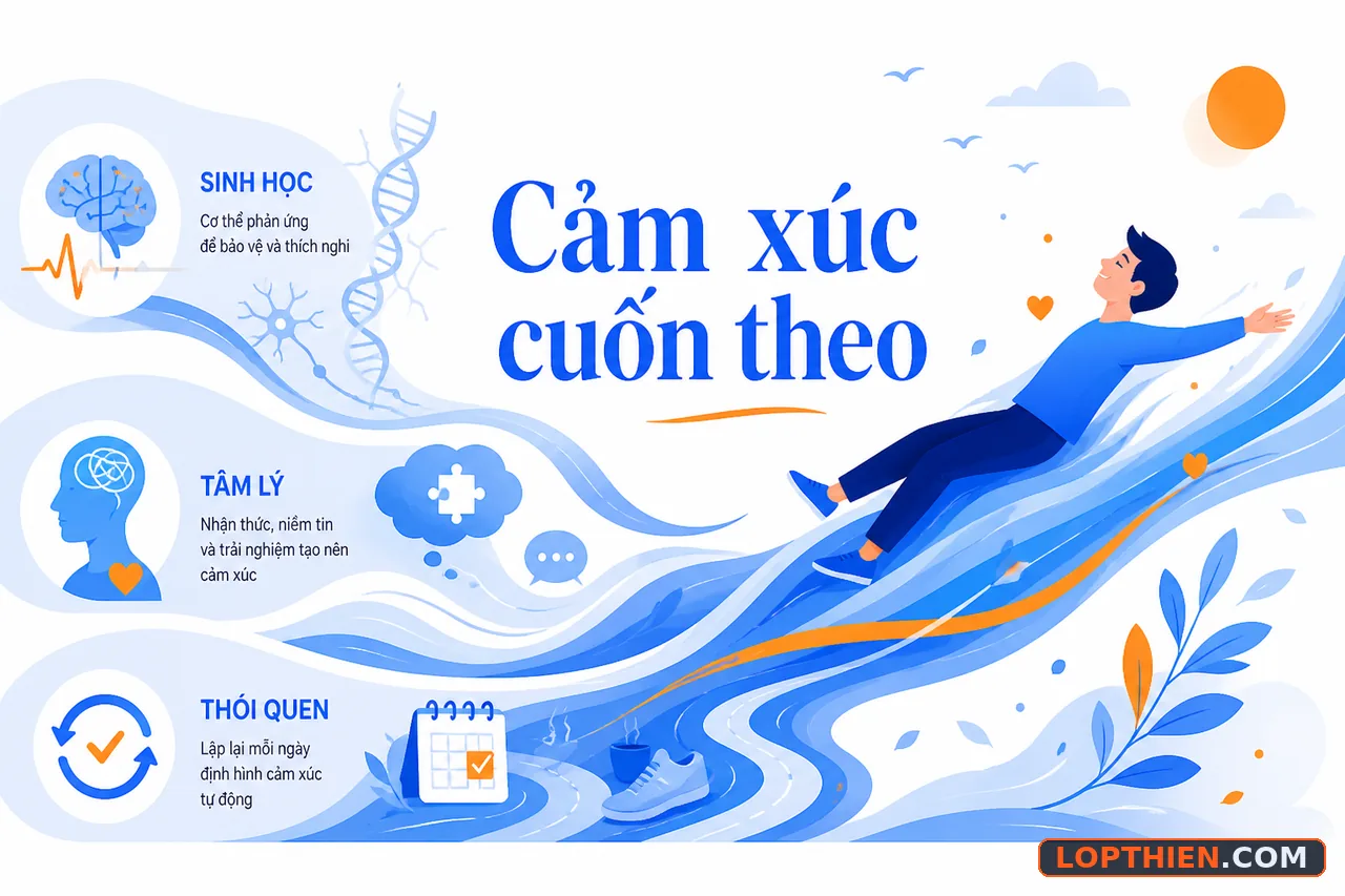 Cảm xúc cuốn theo ba tầng nguyên nhân: sinh học, tâm lý, thói quen