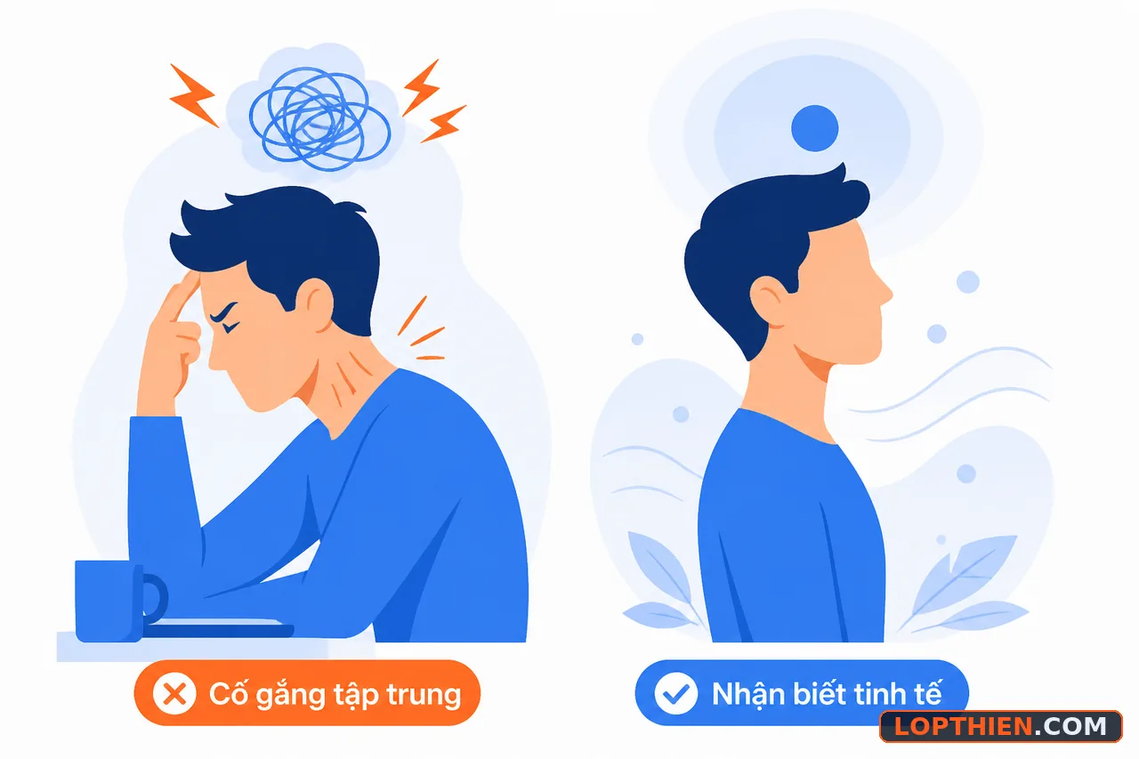 Cách tập trung đúng trong thiền khác với tập trung trong công việc và học tập