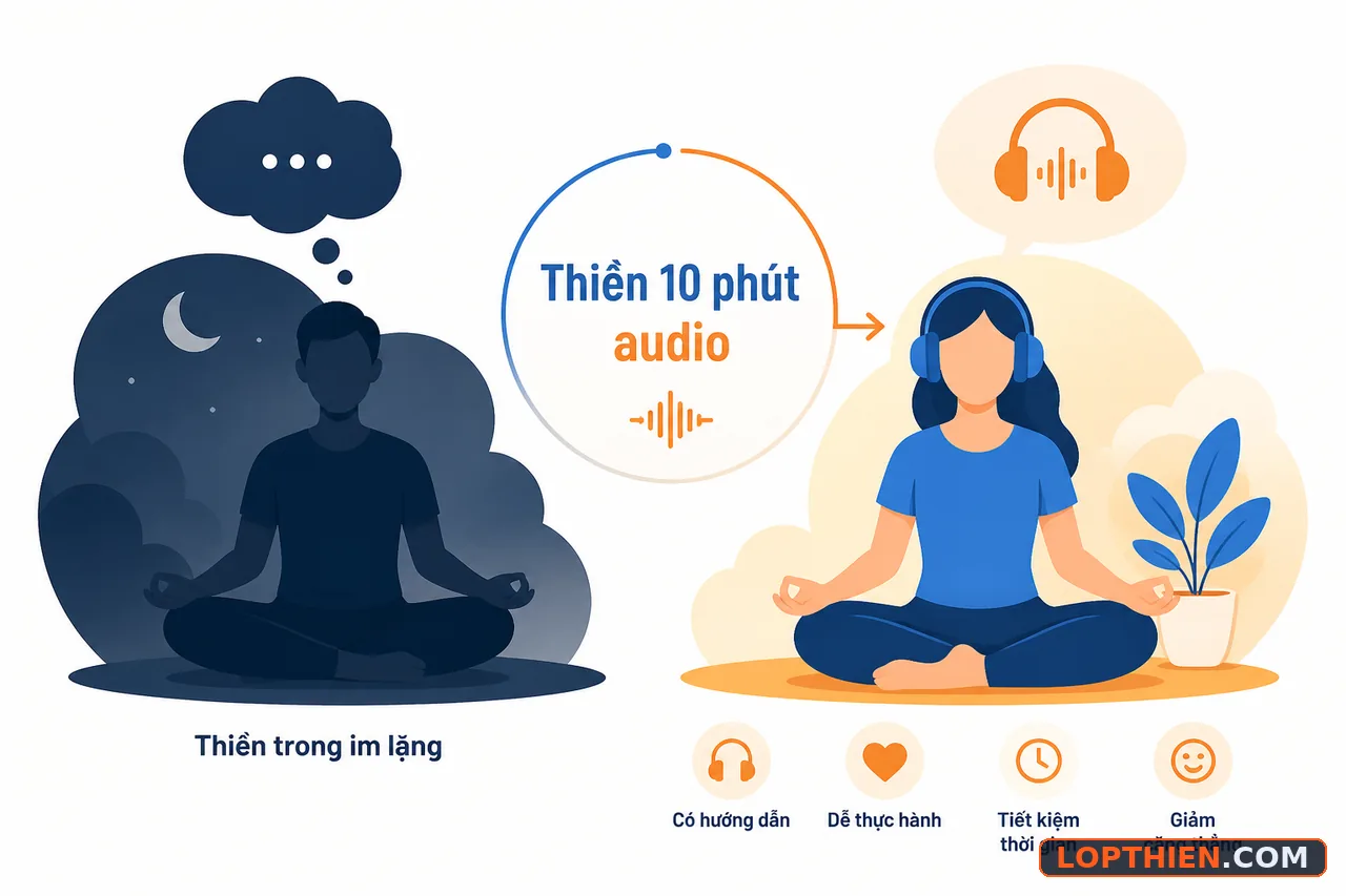 Thiền audio hướng dẫn giọng nói so với thiền truyền thống im lặng